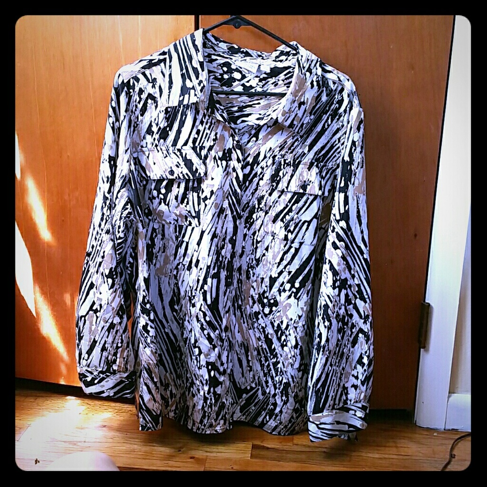 Kim Rogers Curvy 3X Tunic Button Down Top